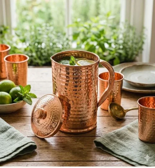Carafe en Cuivre Pur Martelé
