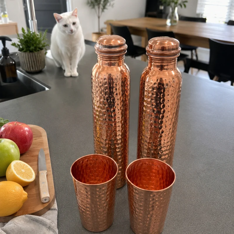 Verre en Cuivre Pur Martelé