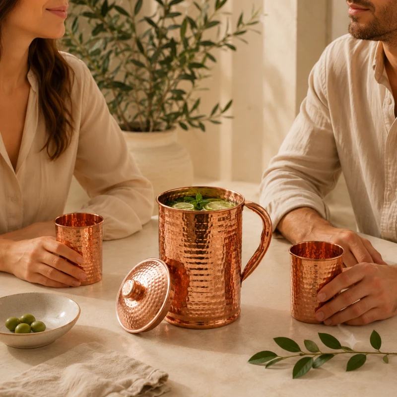 Carafe en Cuivre Pur Martelé