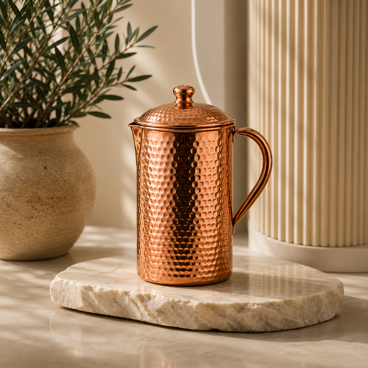 Carafe en Cuivre Pur Martelé