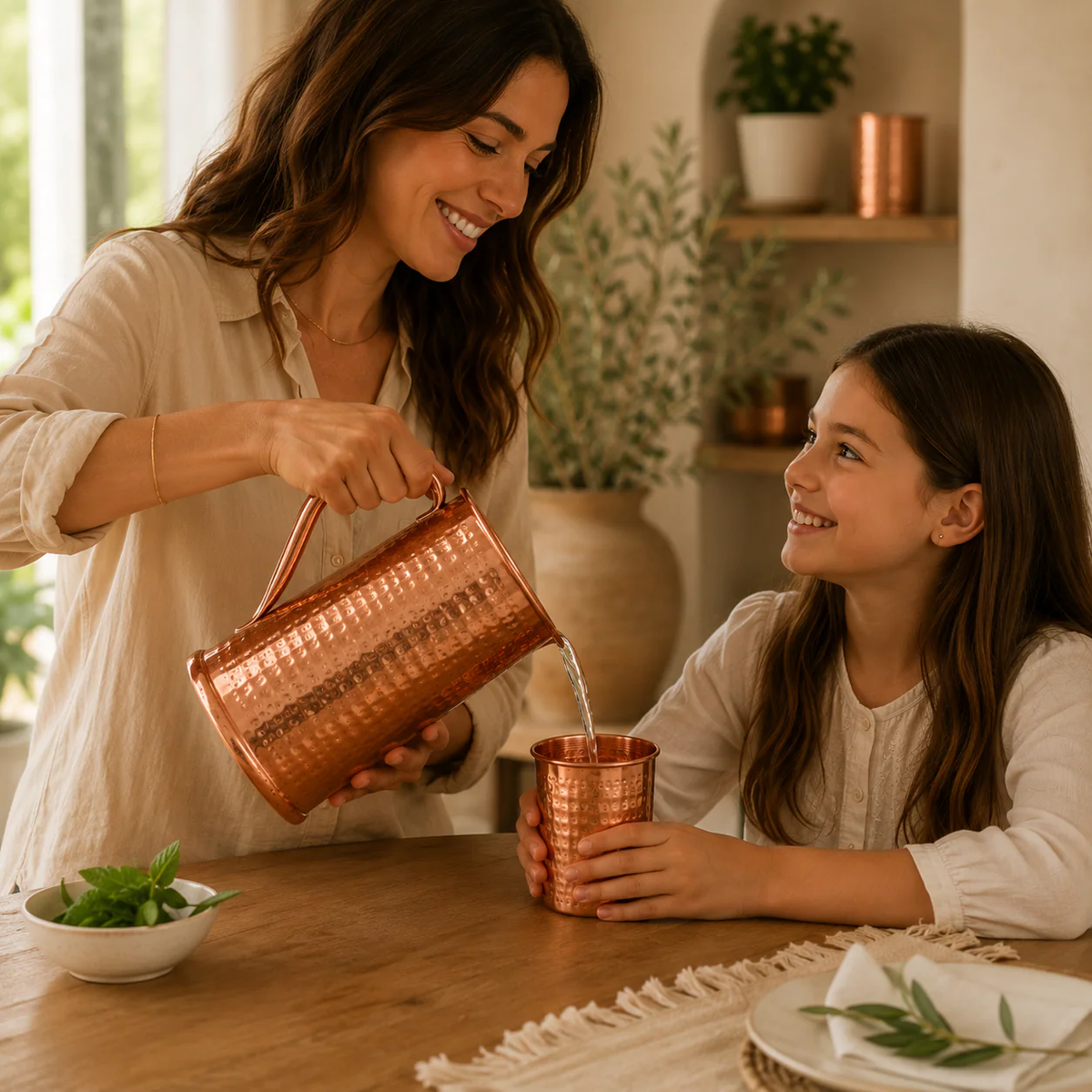 Carafe en Cuivre Pur Martelé